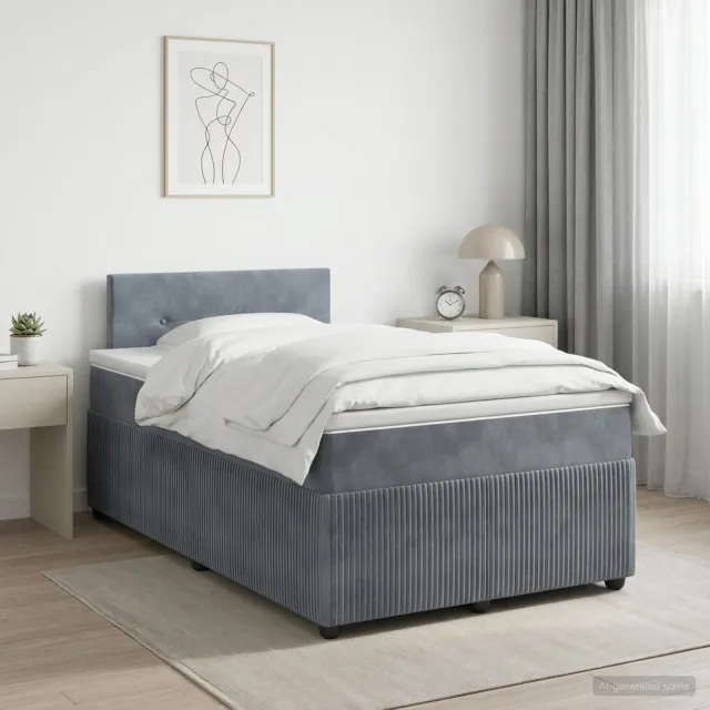 vidaXL Boxspringbed met matras Donkergrijs 120 x 200 cm Fluweel