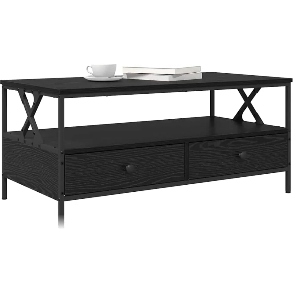 vidaXL Salontafel Zwart eiken 100 x 51 x 45 cm Bewerkt hout