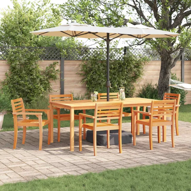vidaXL Tuin eettafelset 7 st Bruin Massief Acaciahout, foto 2