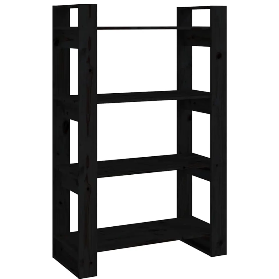 vidaXL Boekenkast/kamerscherm 80x35x125 cm massief grenenhout zwart