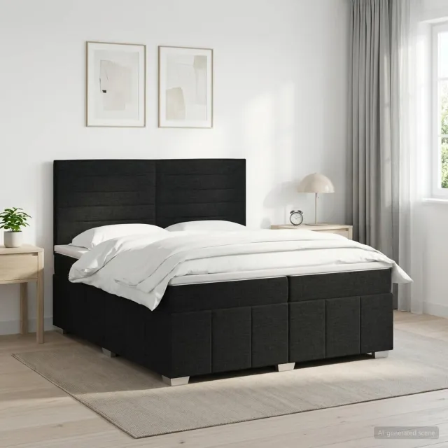 vidaXL Boxspringbed met matras met hoofdeinde Zwart 200 x 200 cm Stof