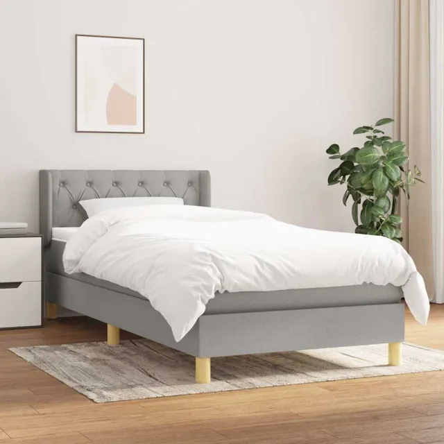 vidaXL Boxspring met matras stof lichtgrijs 80x200 cm grijs