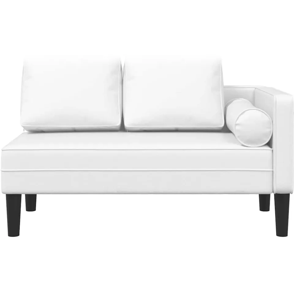 vidaXL Chaise longue met kussens kunstleer wit