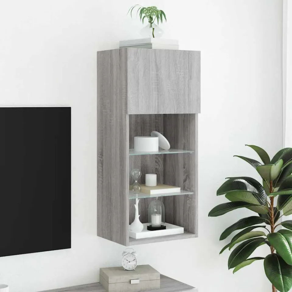 vidaXL Tv-meubel met LED-verlichting 40,5x30x90 cm grijs sonoma eiken, foto 4