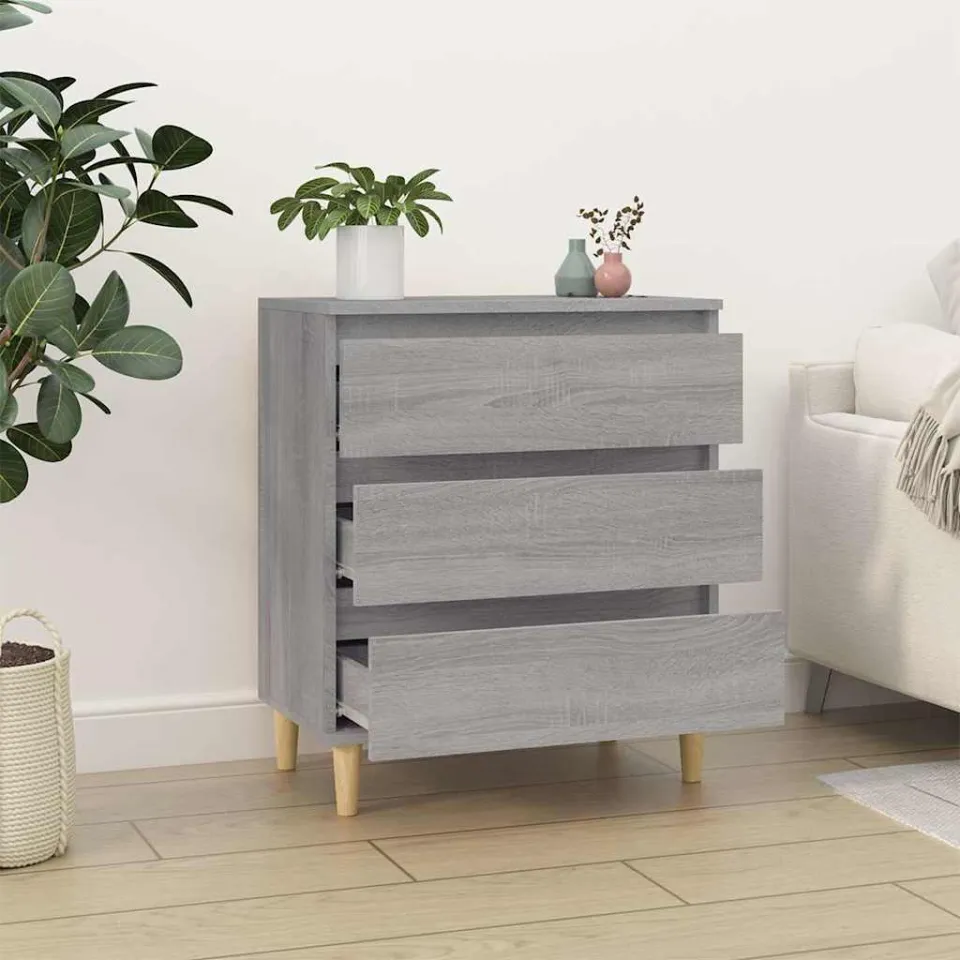 vidaXL Dressoir 60x35x70 cm bewerkt hout grijs sonoma eikenkleurig, foto 3