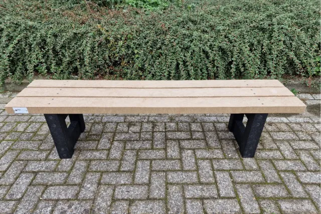 Rockwood® Zitbank Lifelong - Zwaar Kunststof (50kg)-Sand Beige 1.20m inclusief montage op locatie Naturel