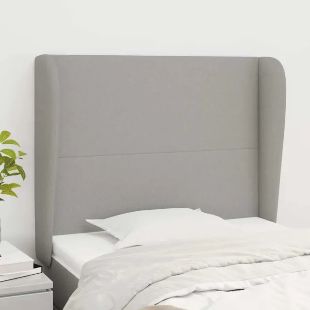 vidaXL Hoofdbord met randen 83x23x118/128 cm stof lichtgrijs grijs