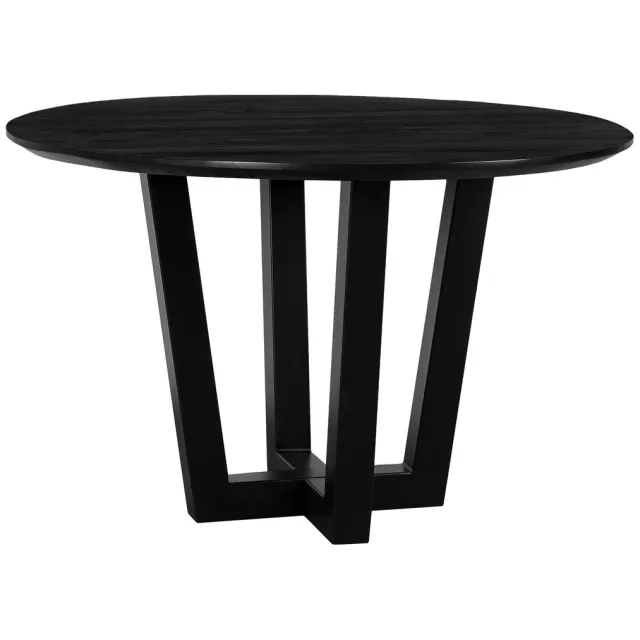 QUVIO Eettafel Sofia - Rond - ø120 cm - W-poot - FSC® gecertificeerd mangohout - Zwart