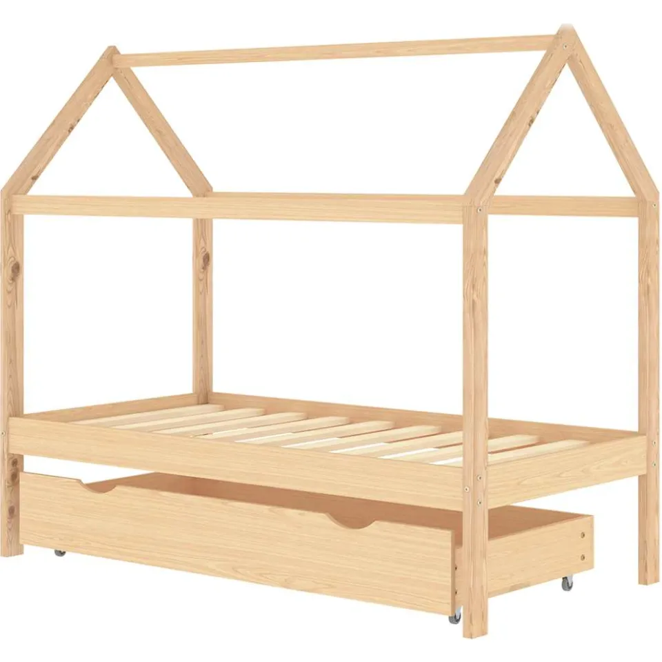 vidaXL Kinderbedframe met lade massief grenenhout 80x160 cm bruin, foto 3
