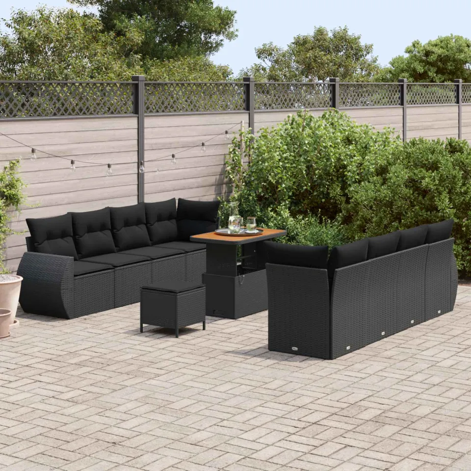 vidaXL Tuin Sofa Set 11 st Zwart poly rattan