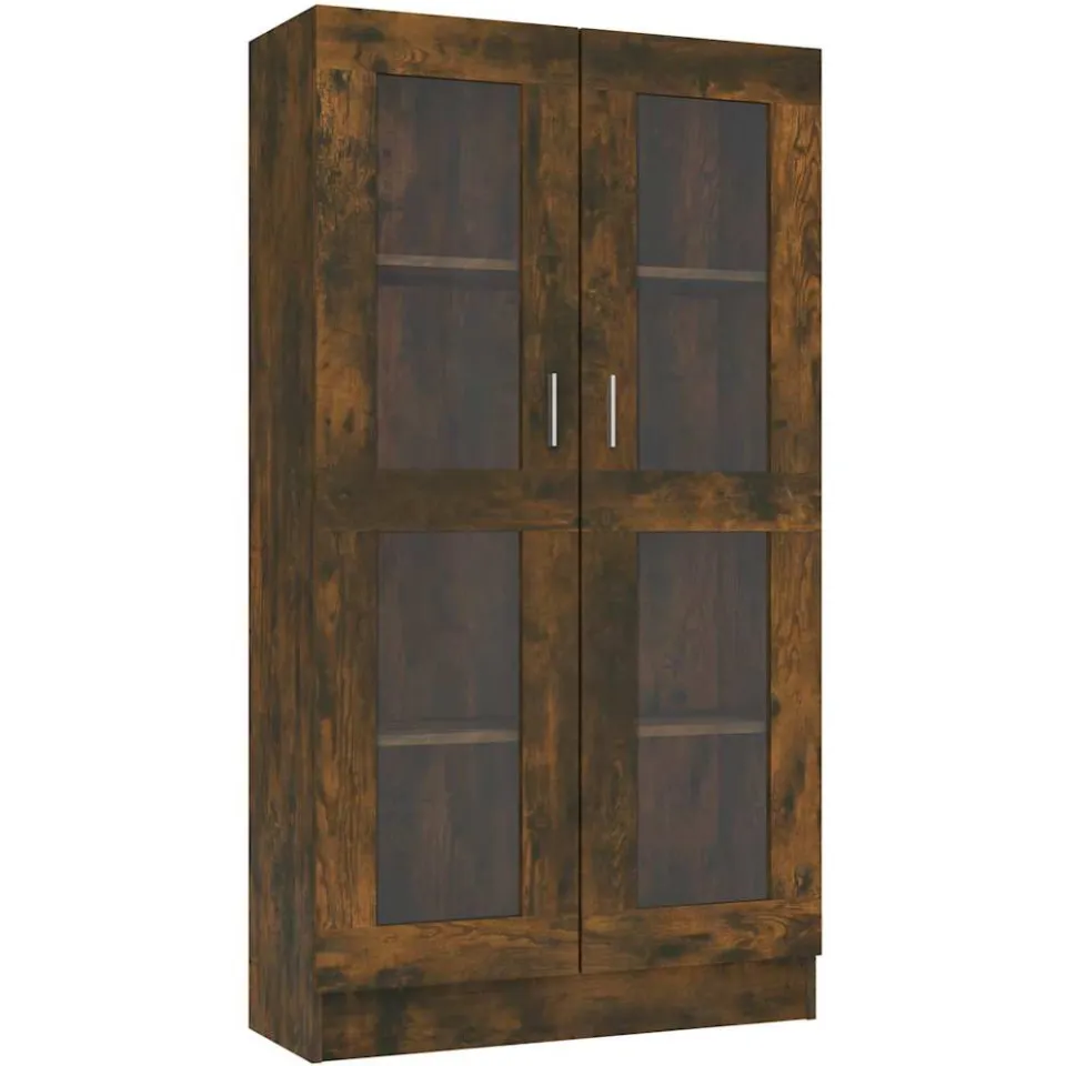 vidaXL Vitrinekast 82,5x30,5x150 cm bewerkt hout gerookt eikenkleurig, foto 3