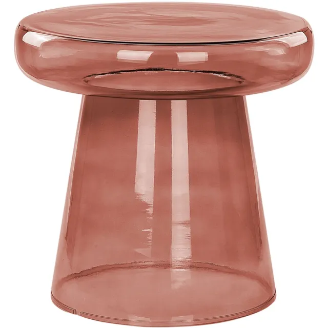 Beliani CALDERA - Bijzettafel - Rood - Glas