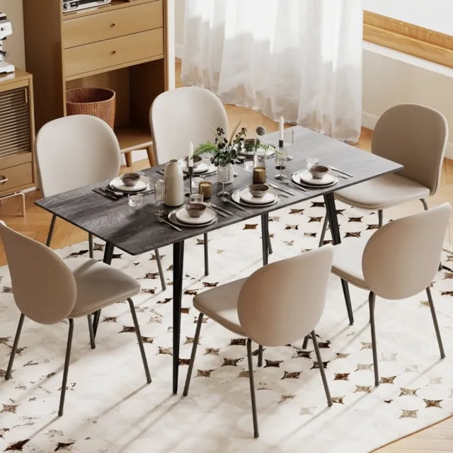 FloraGrace Eettafel - Uitschuifbaar Voor 6 Tot 8 Personen - Voor Eetkamer, Werkplek En Handwerk - Hout En Staal - 160x75x77 Cm - Grijs
