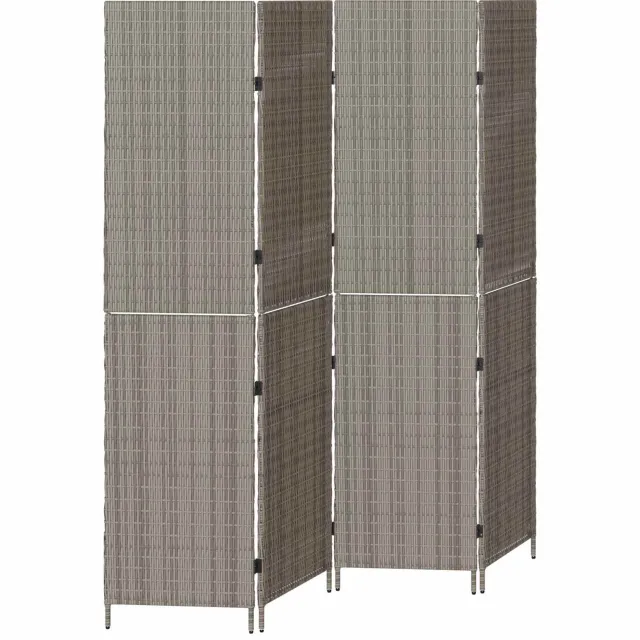 vidaXL Kamerverdeler Grijs 195 x 180 cm poly rattan, foto 2