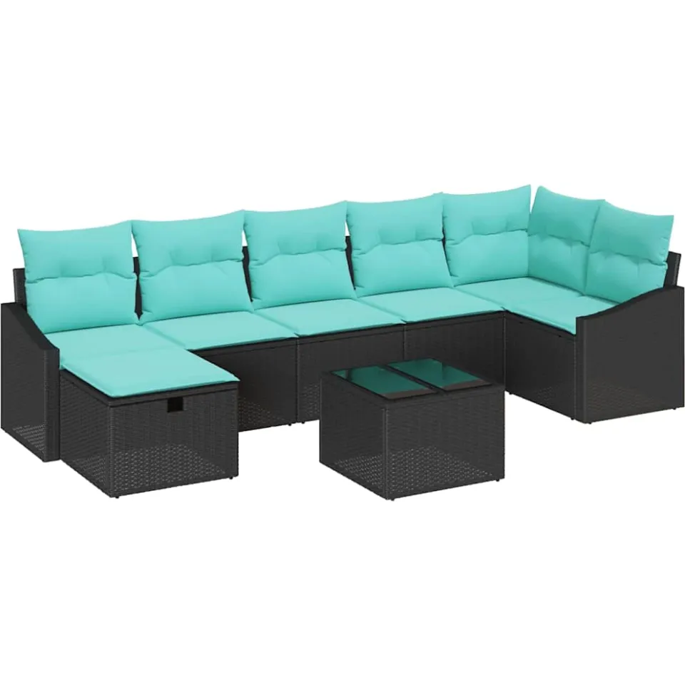 vidaXL Bankstel 8 st poly rattan Zwart