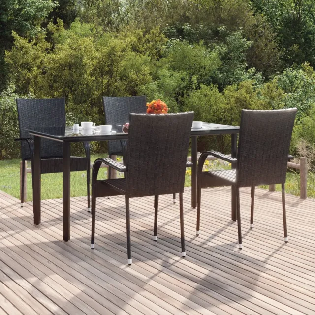 vidaXL 5-delige Tuinset poly rattan zwart, foto 2
