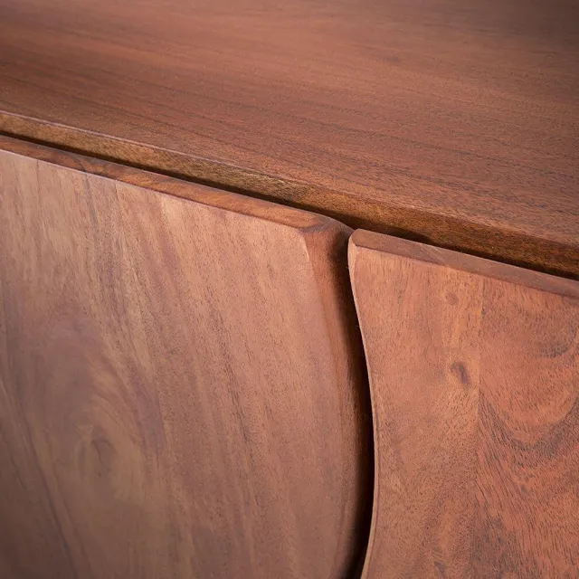 DELIFE TV-meubel Live-edge acacia bruin 220 cm 6 deuren massief houten boomrand lowboard
