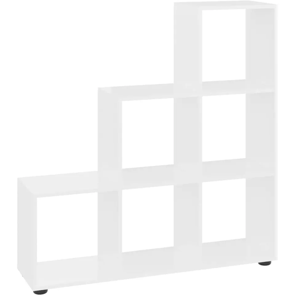 vidaXL Boekenkast trapvormig 107 cm bewerkt hout hoogglans wit, foto 3