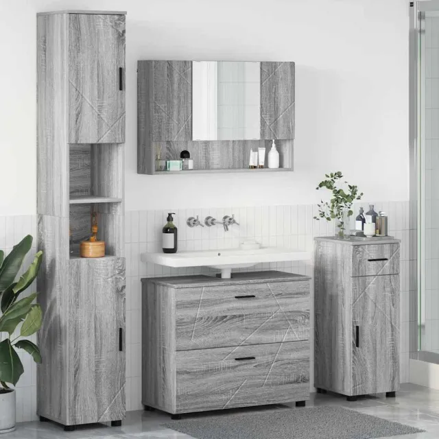 vidaXL Badkamermeubelset 4 st Grijs Sonoma Geperst Hout en Metaal, foto 2