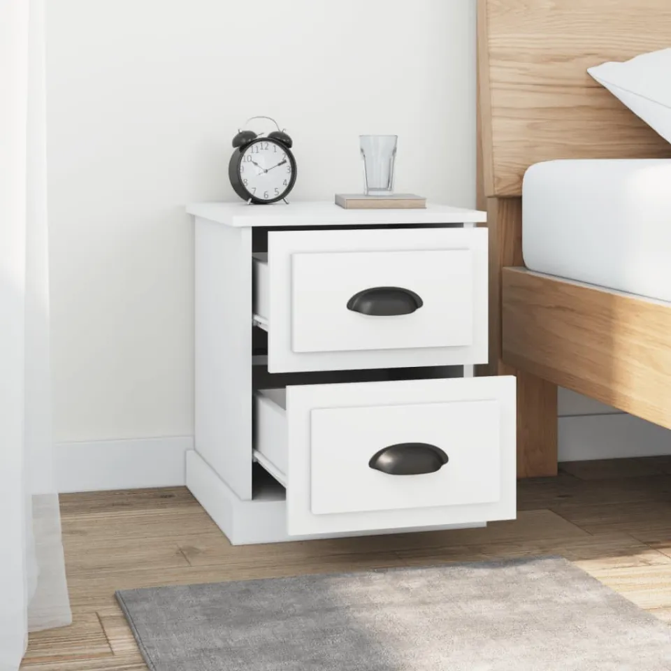 vidaXL Nachtkastjes 2 st 39x39x47,5 cm bewerkt hout wit, foto 4