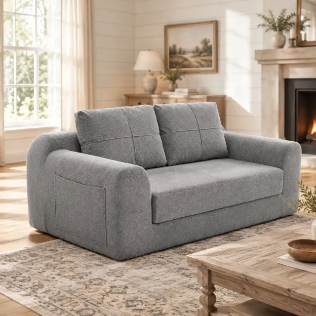 CHICFURN Slaapbank - Opvouwbaar - 2-zits - Donkergrijs