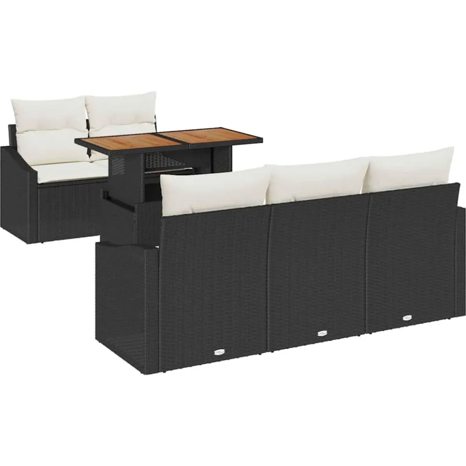 vidaXL Tuin Sofa Set 6 st Zwart Poly riet, foto 4