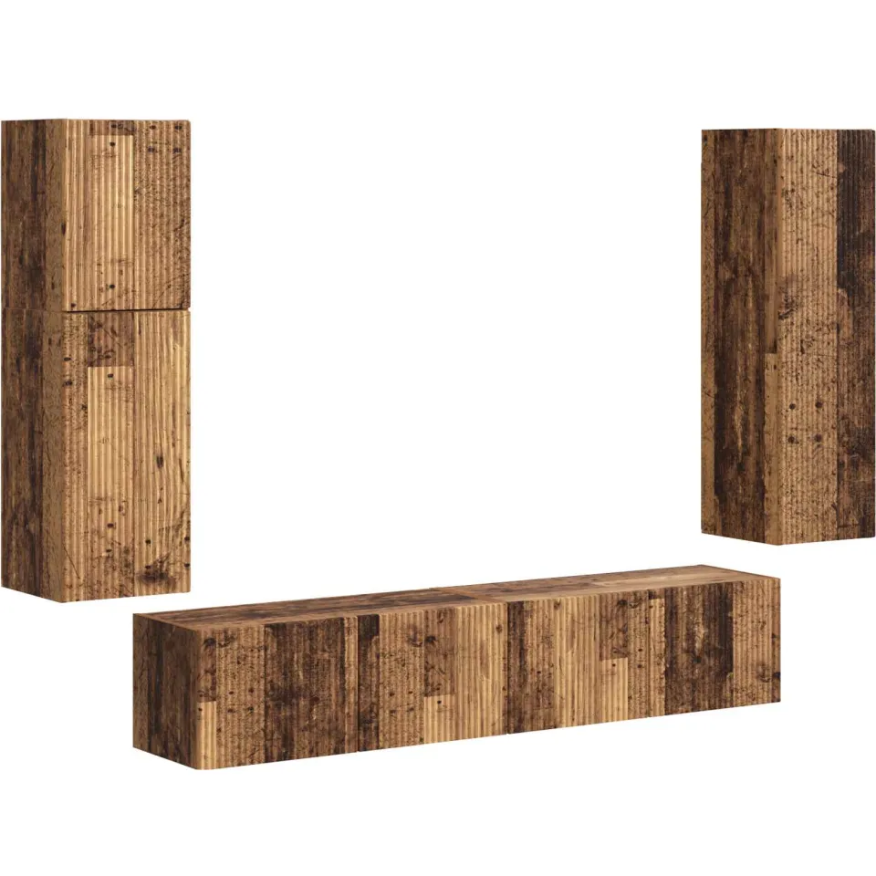 vidaXL Tv-meubelset 4 st Oudhout Bewerkt hout bruin, foto 3