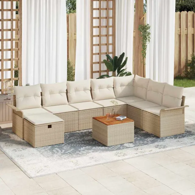 vidaXL Tuinbankenset 9 st Beige poly rattan