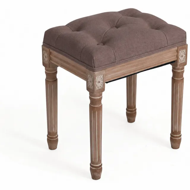 Homemiyn Make-up Kruk – Moderne Zitkruk in Donkerbruin Linnen – Vanity Stoel voor Slaapkamer en Kaptafel – Comfortabele Poef Kruk in Design Stijl brown