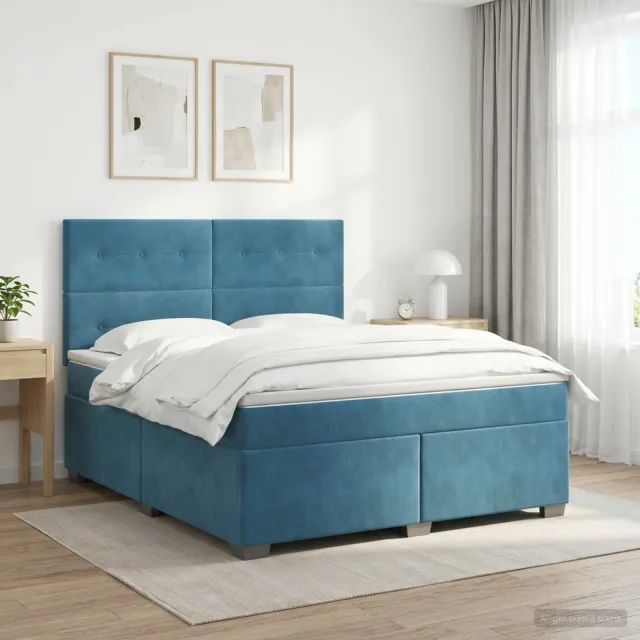 vidaXL Boxspringbed met matras Blauw 140 x 190 cm Fluweel