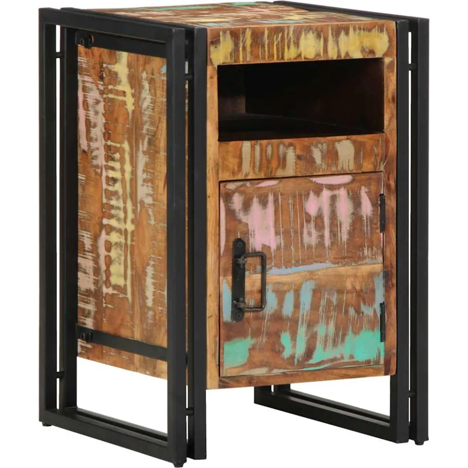 vidaXL Nachtkastje 40x40x59 cm Massief hout gerecycled bruin, foto 4