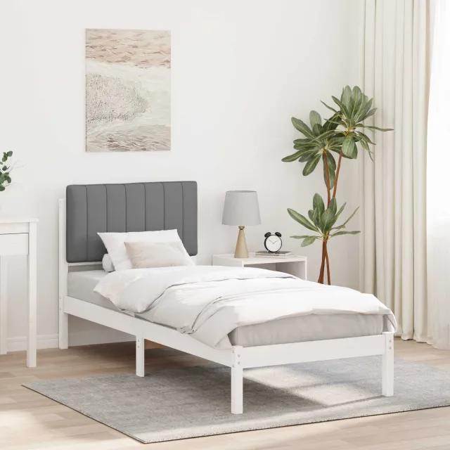 vidaXL Bedframe met Gevoerd Hoofdgedeelte Lichtgrijs 75 x 190 cm