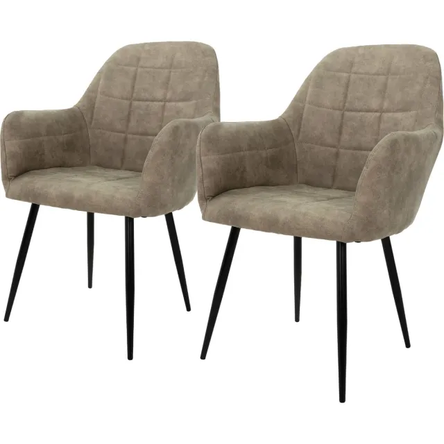 ecd germany eetkamerstoelen set van 2 comfortabele kuipstoel met armleuningen en rugleuning, luxe olijfgroene microleder zitting en stevige metalen poten in cromato design, stijlvolle moderne stoelen voor de eetkamer keuken of woonkamer interieur
