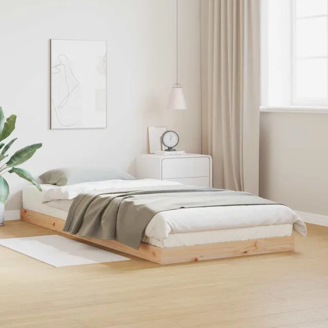 vidaXL Vloerbedframe Naturel 100 x 220 cm Massief grenenhout Beige