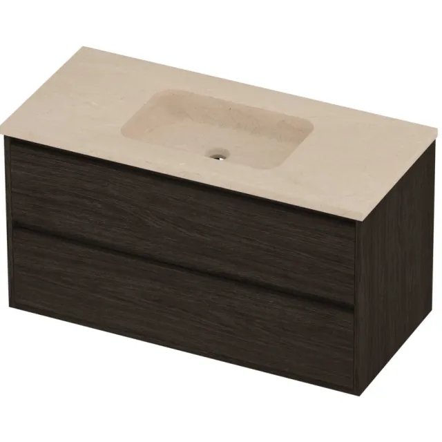 Proline Rollo Badmeubelset Hardsteen Elegant Midden 100x46x54 cm Sand Stone Mokka Oak Eiken