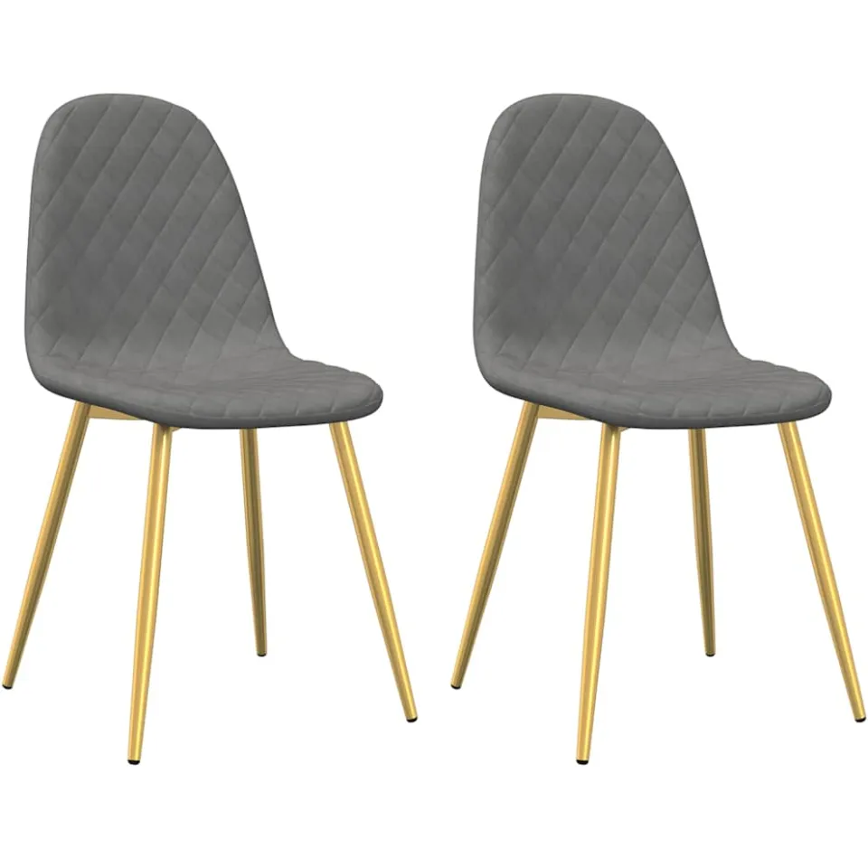 vidaXL Eetkamerstoelen 2 st fluweel lichtgrijs grijs, foto 3