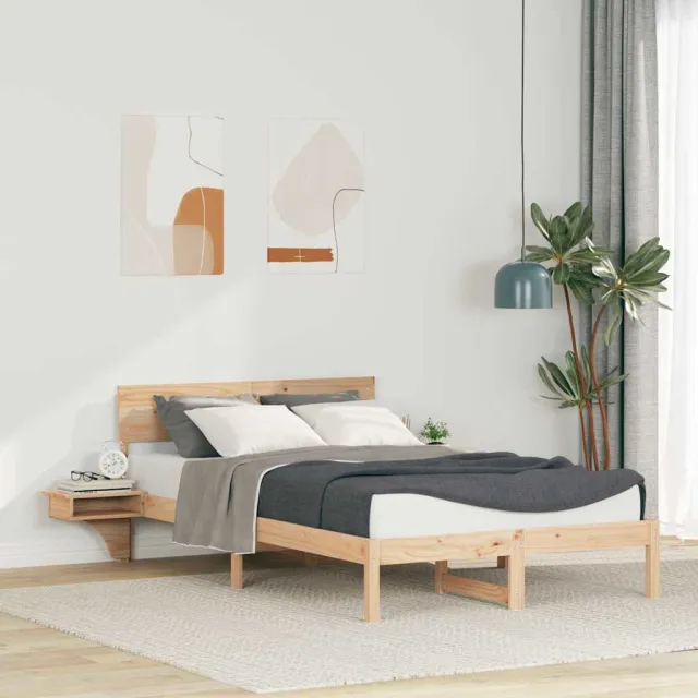 vidaXL Bedframe met hoofdeinde Bruin 140 x 190 cm Massief grenenhout