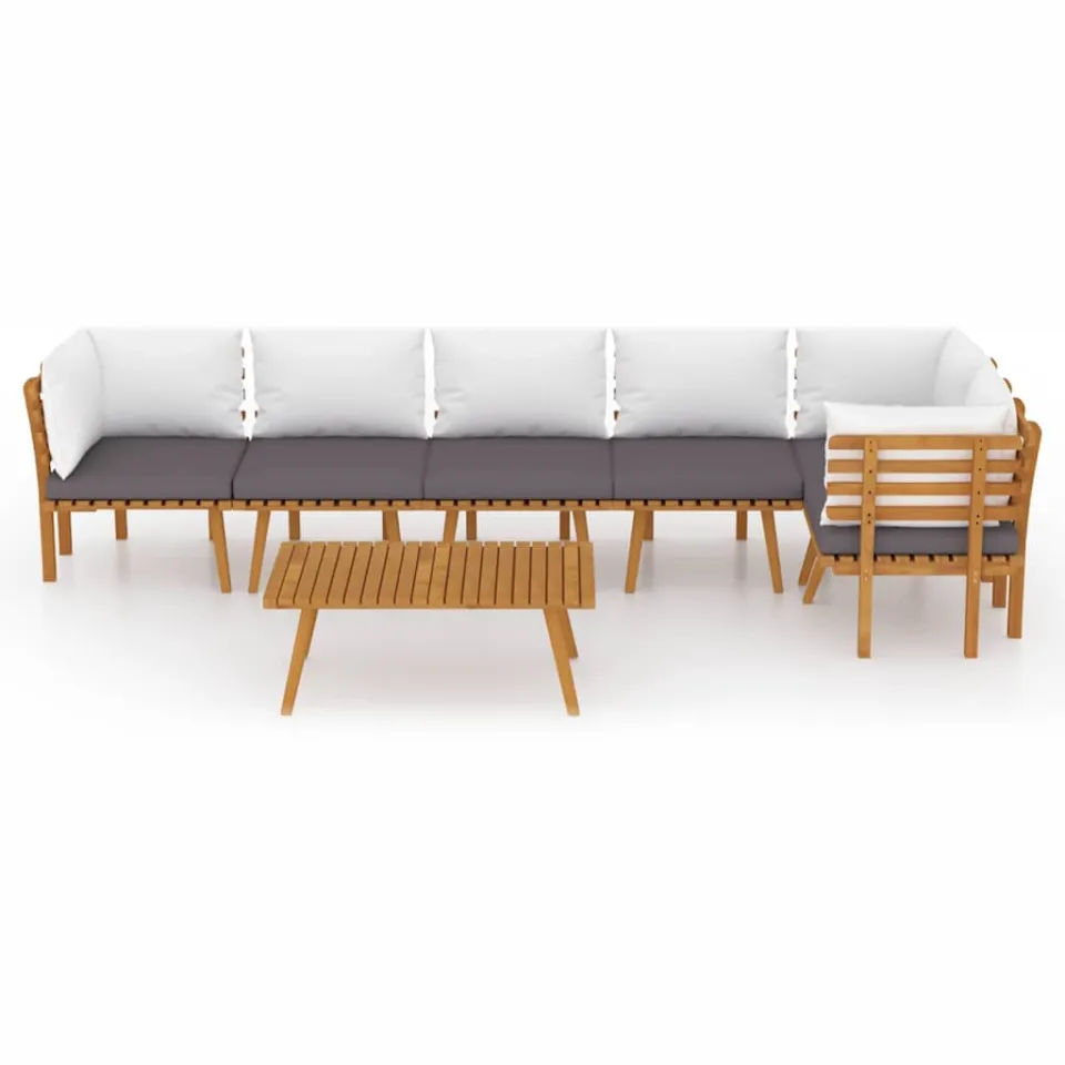 vidaXL 7-delige Loungeset met kussens massief acaciahout bruin, foto 3