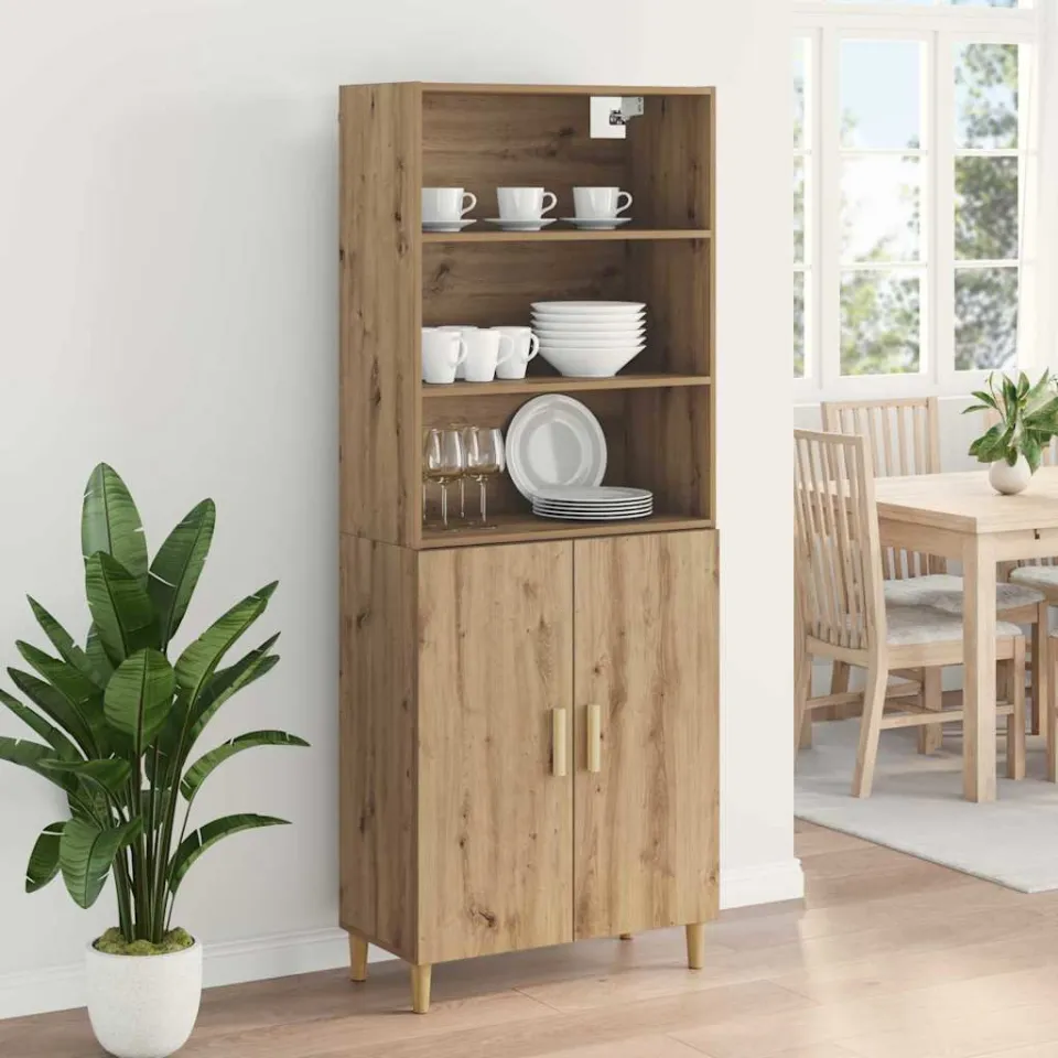 vidaXL Hoge kast Artisan Eiken 69,5 x 32,5 x 180 cm Bewerkt hout, foto 4