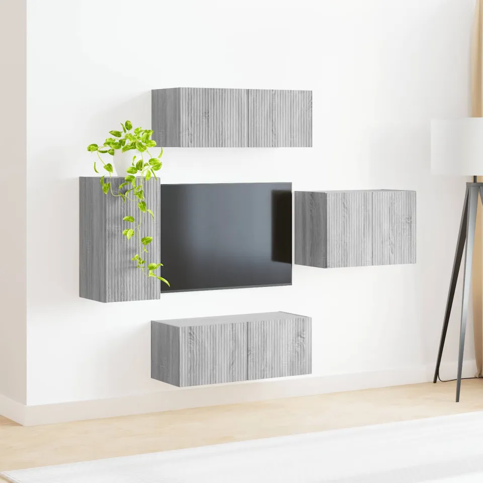vidaXL TV Wandkast Set 4 st Grijs Sonoma Bewerkt hout, foto 4