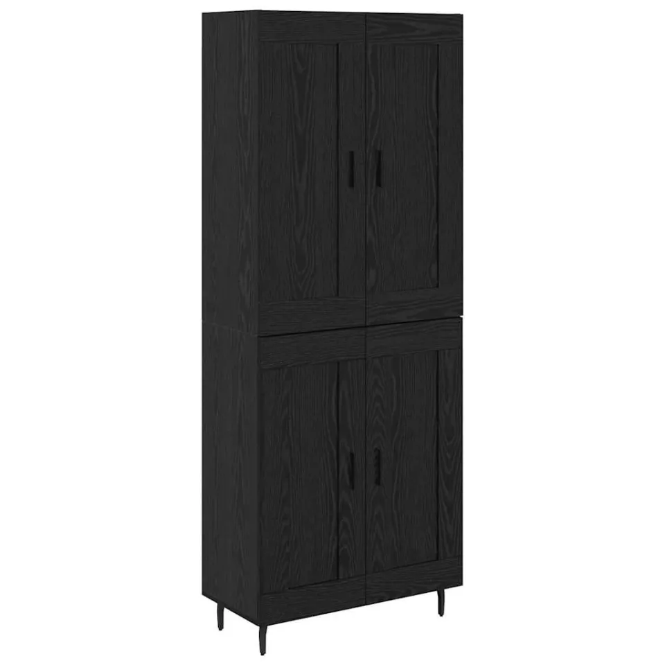 vidaXL Hoge kast 2 st Zwart Eiken 69,5 x 34 x 180 cm Bewerkt hout, foto 3