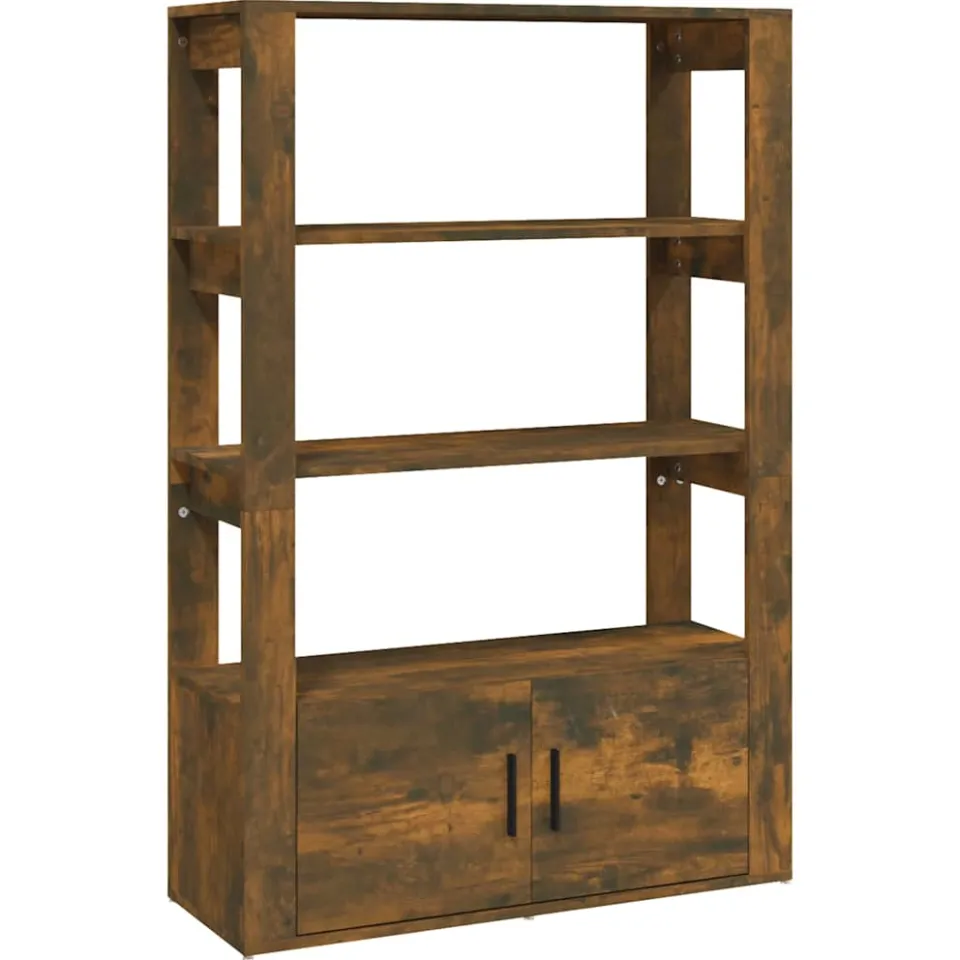 vidaXL Dressoir 80x30x119,5 cm bewerkt hout gerookt eikenkleurig Bruin