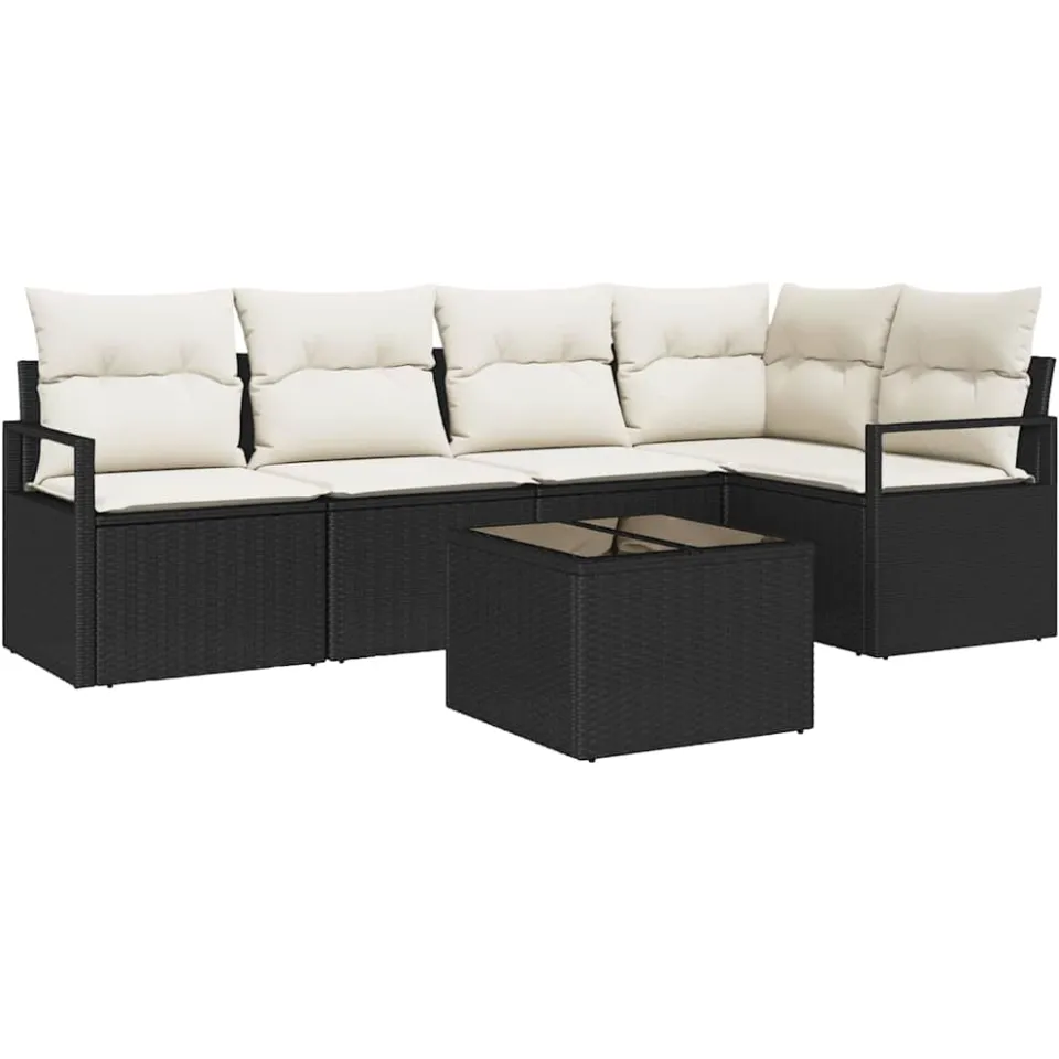 vidaXL Bankstel 6 st Zwart poly rattan