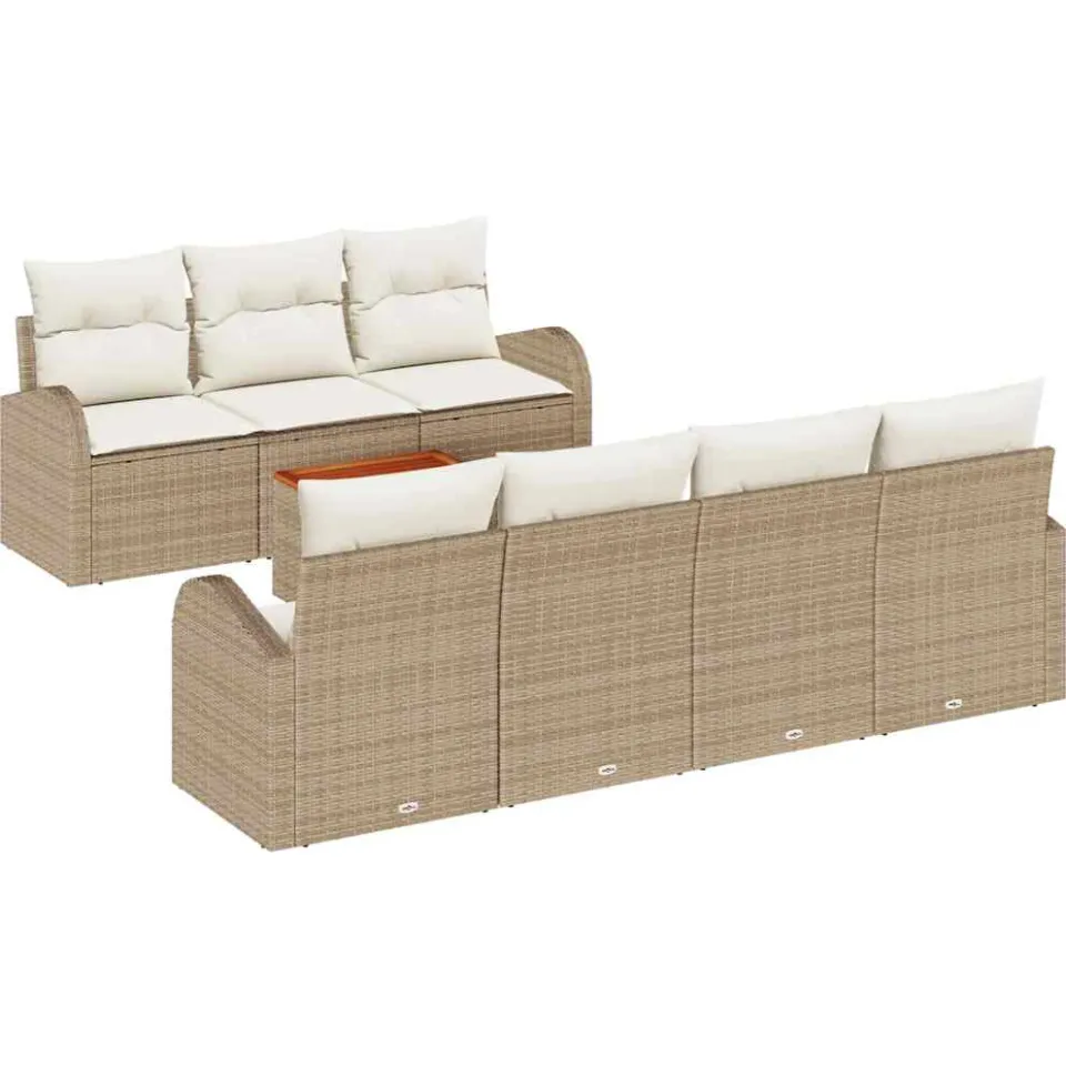 vidaXL Tuinbankenset 8 st Beige poly rattan