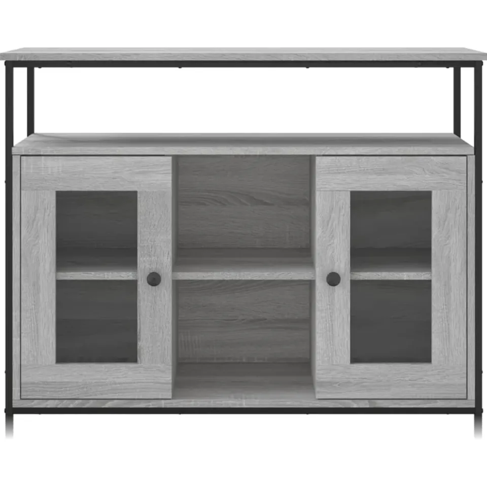 vidaXL Dressoir 100x35x80 cm bewerkt hout grijs sonoma, foto 4