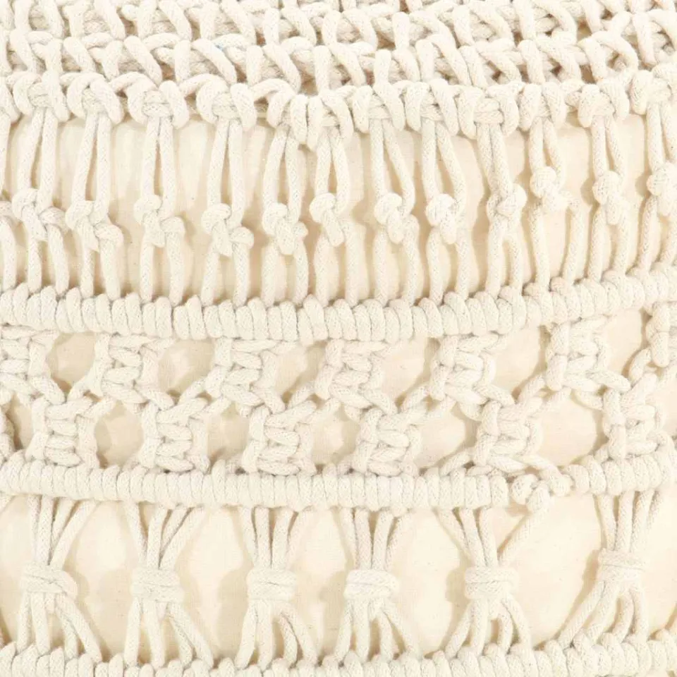 vidaXL Poef macramé handgemaakt 45x30 cm katoen beige, foto 3