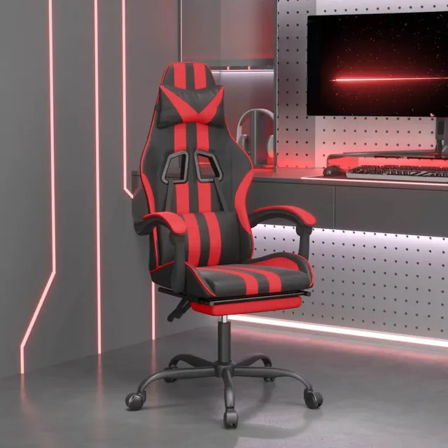 vidaXL Gamestoel - met - voetensteun - kunstleer - zwart - en - rood zwart en rood
