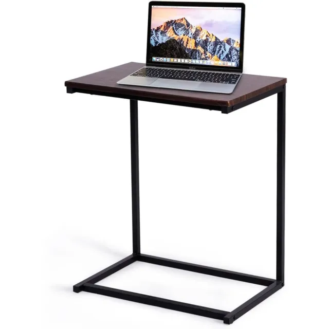 Costway Bijzettafel, MDF-plaat, metaal, bruin, 55 x 35 x 65 cm