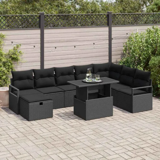 vidaXL Tuin Sofa Set 9 st poly rattan bruin, foto 2