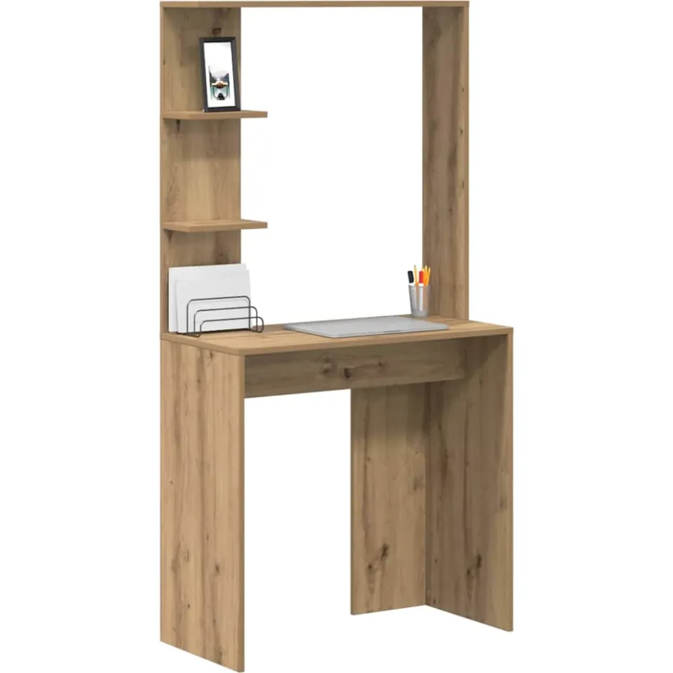 vidaXL Bureau Artisan Eiken 78,5 x 37 x 154,5 cm Bewerkt hout Bruin